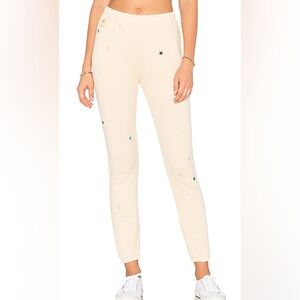 Wildfox Cream Joggers with Star Embellishments